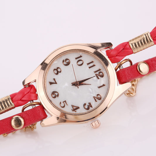 Accessoire tendance – Montre à bracelet multi-tours en cuir PU