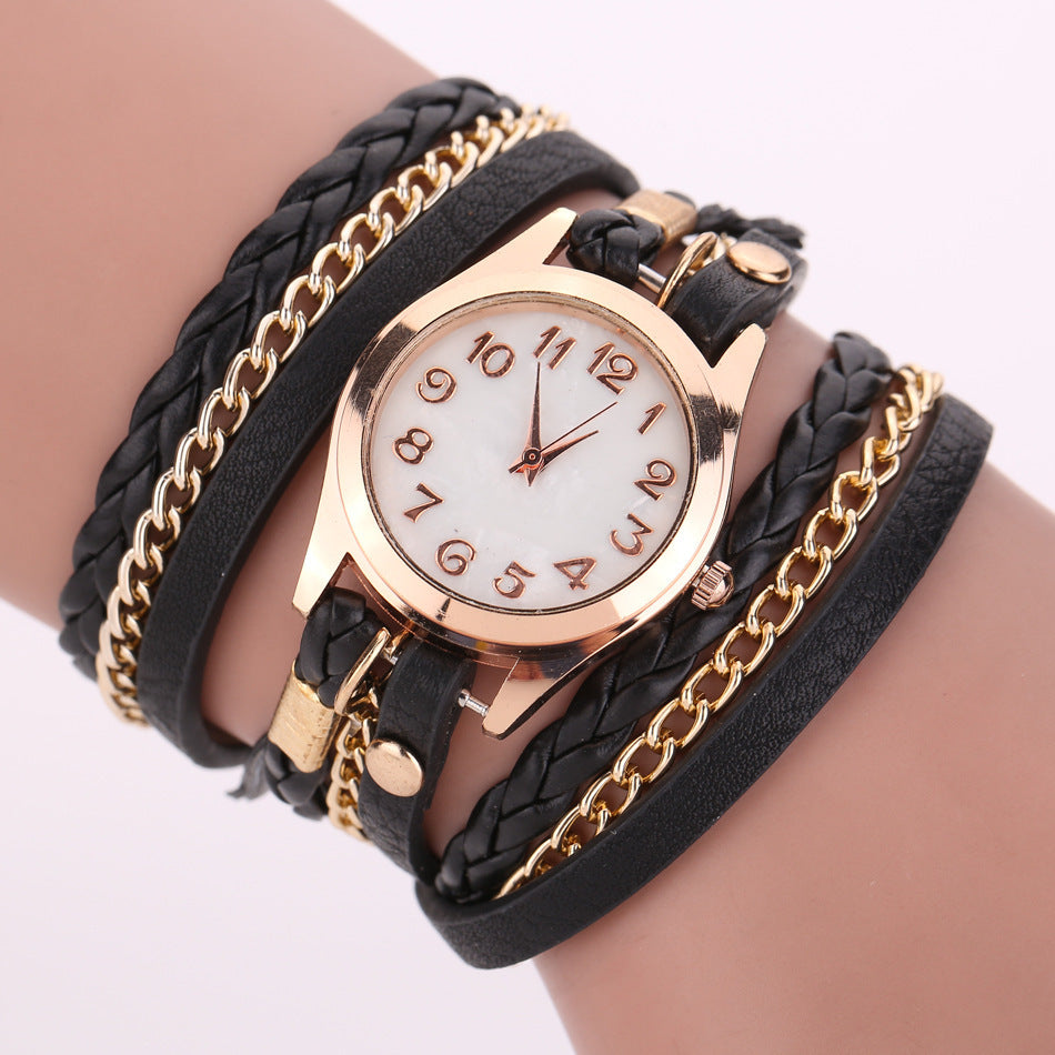 Accessoire tendance – Montre à bracelet multi-tours en cuir PU