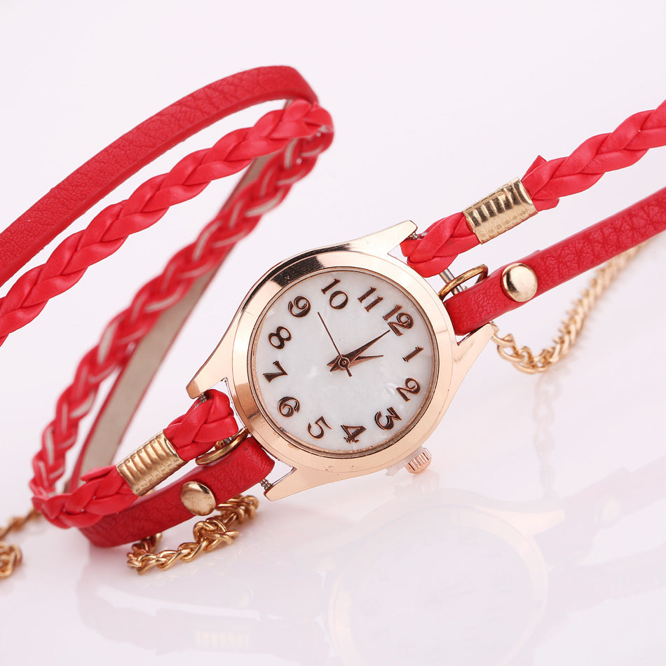 Accessoire tendance – Montre à bracelet multi-tours en cuir PU