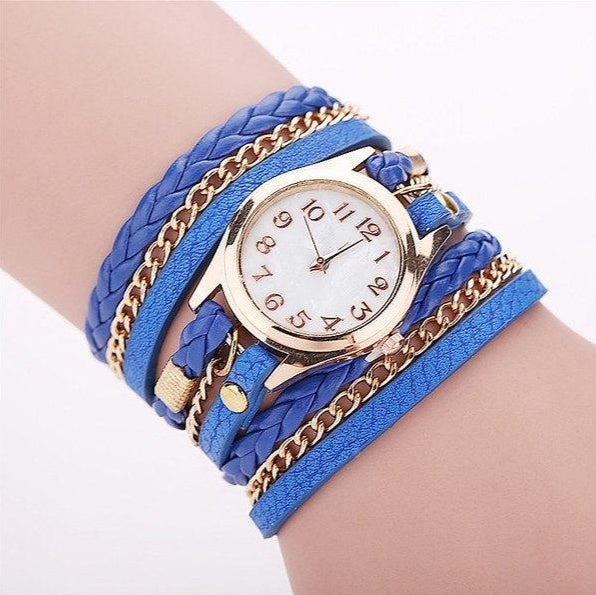 Accessoire tendance – Montre à bracelet multi-tours en cuir PU