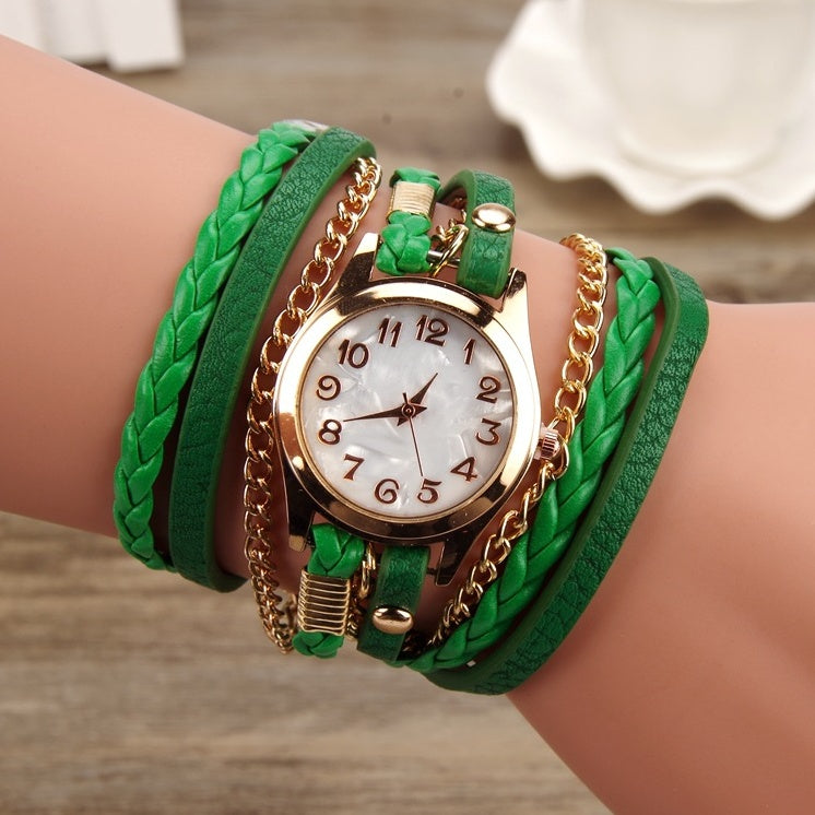 Accessoire tendance – Montre à bracelet multi-tours en cuir PU