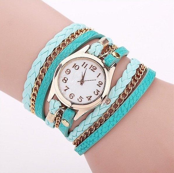 Accessoire tendance – Montre à bracelet multi-tours en cuir PU