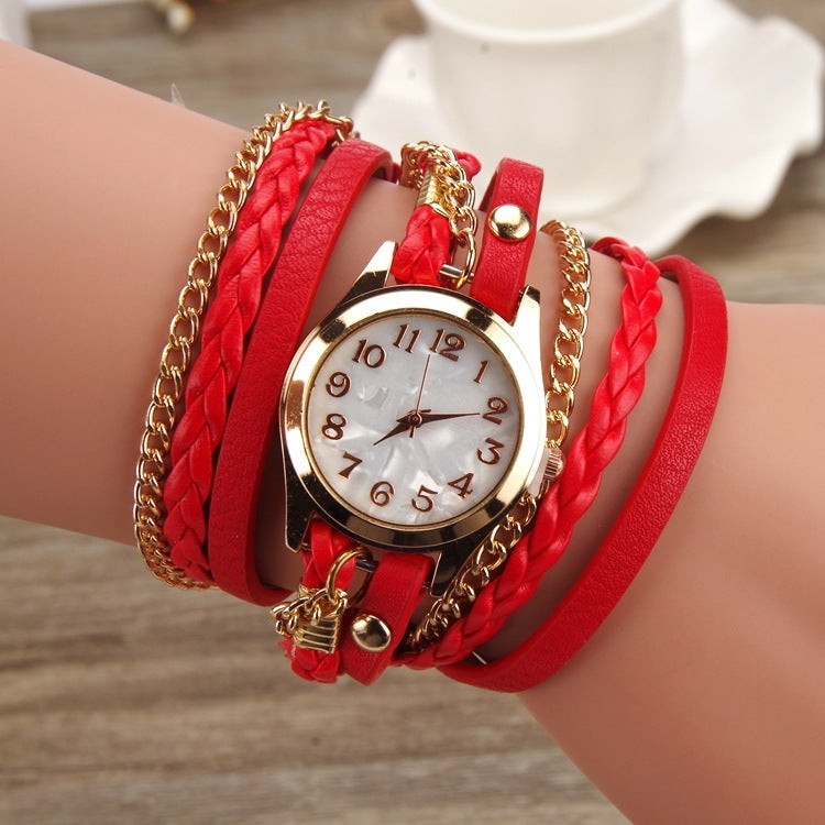 Accessoire tendance – Montre à bracelet multi-tours en cuir PU