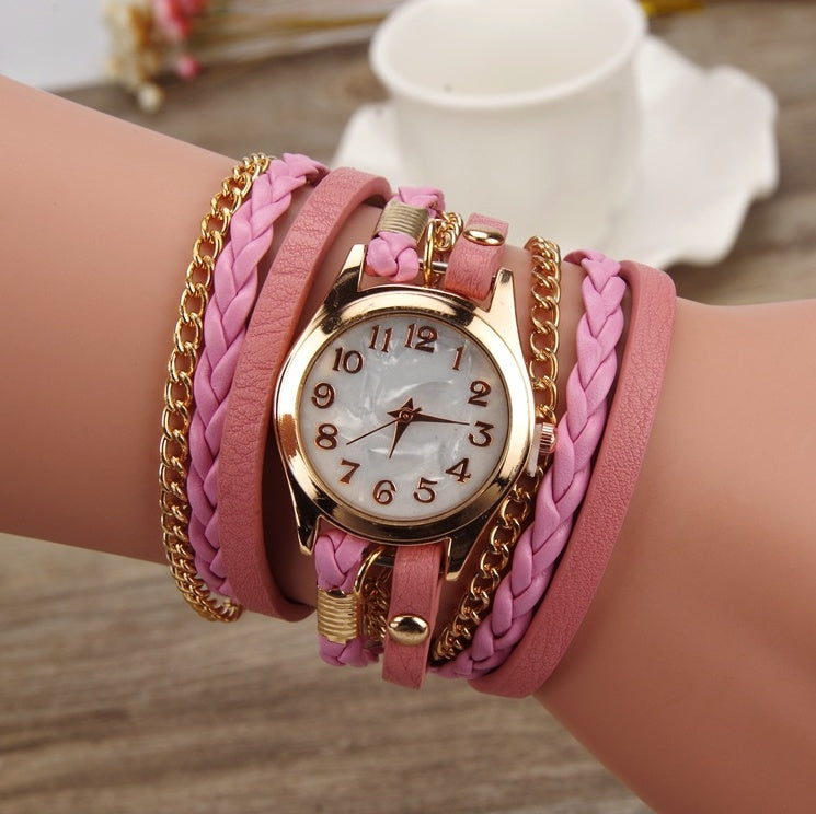 Accessoire tendance – Montre à bracelet multi-tours en cuir PU