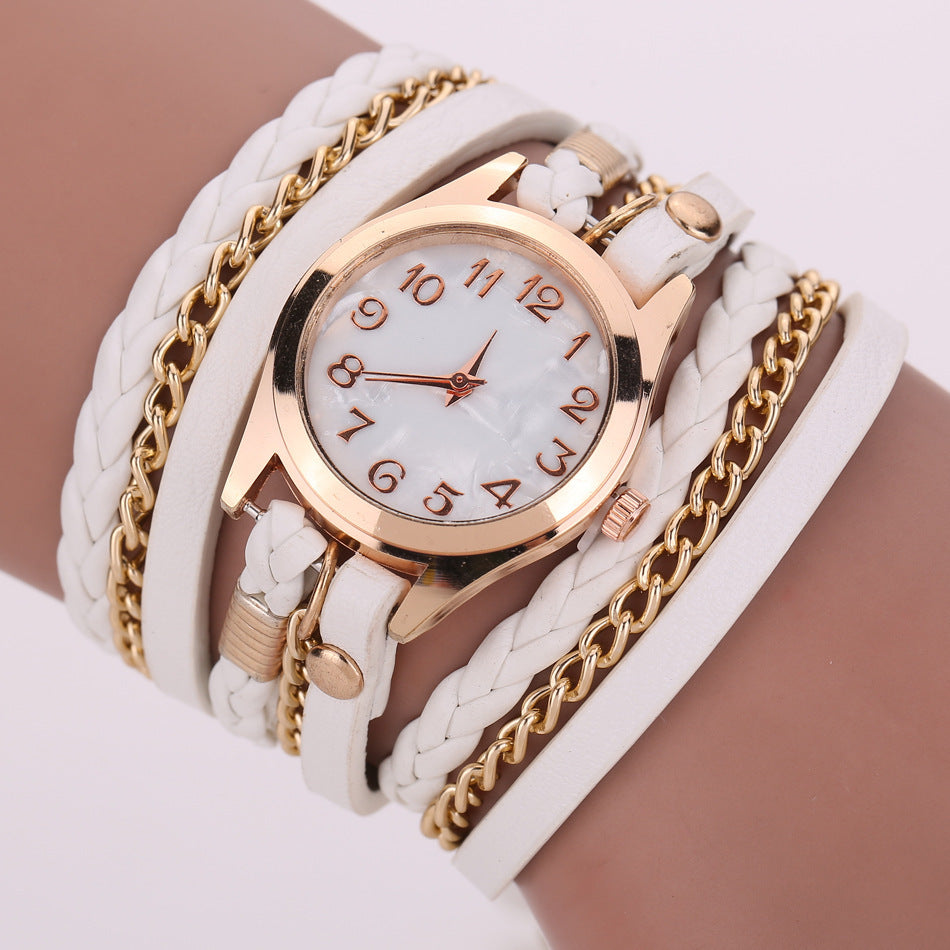 Accessoire tendance – Montre à bracelet multi-tours en cuir PU